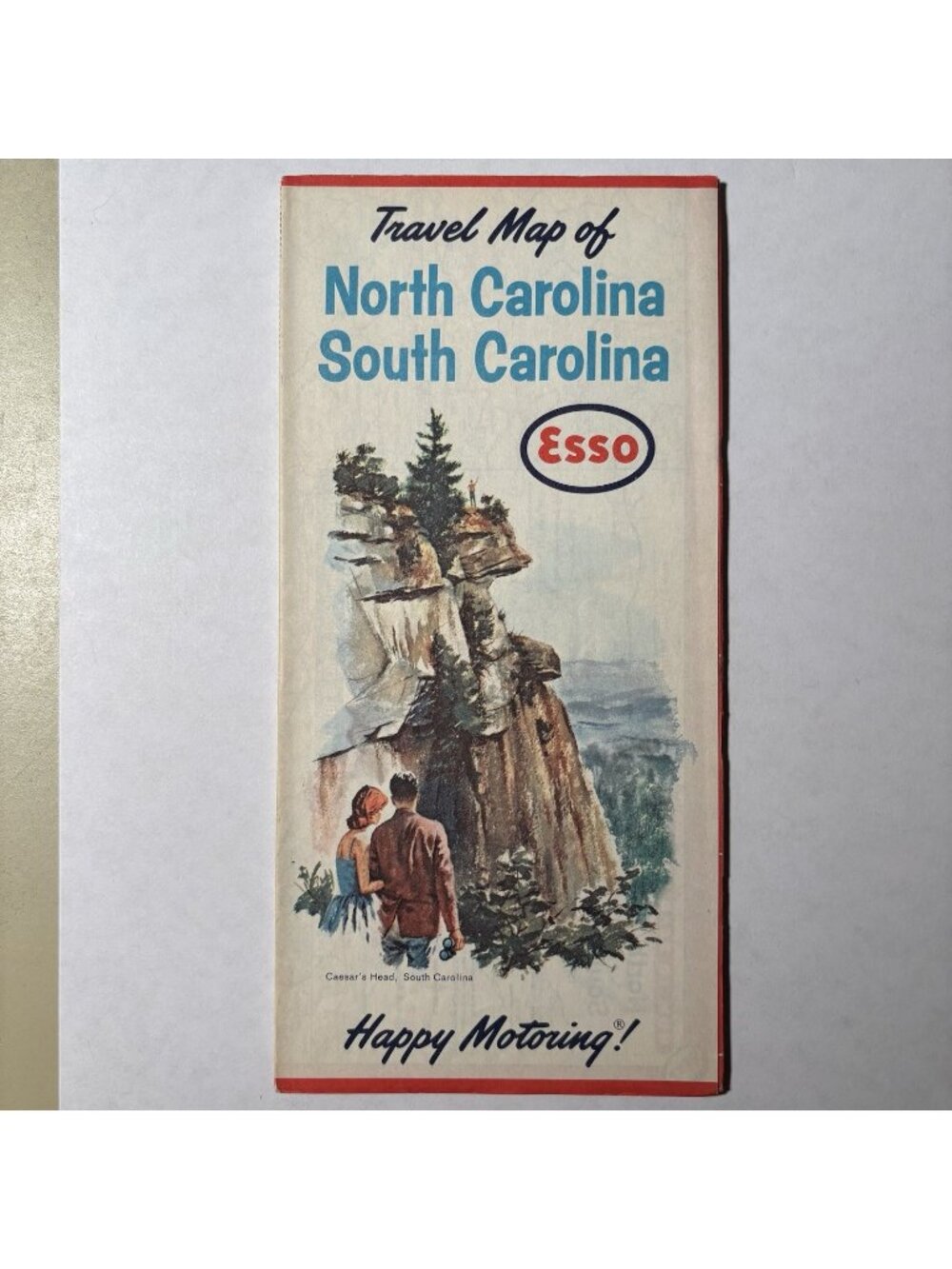 Vintage Esso Humble Oil Gas North South Carolina US Travel Tourism Road Map 1962